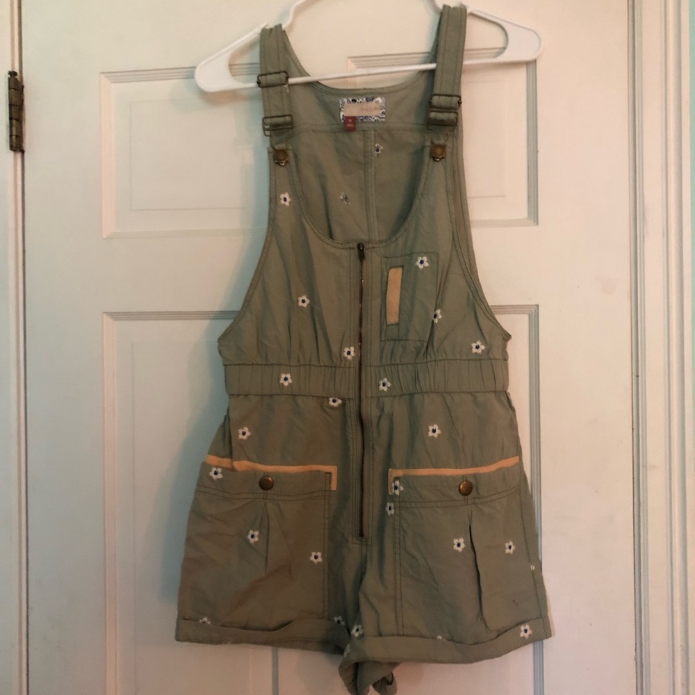green overall shorts